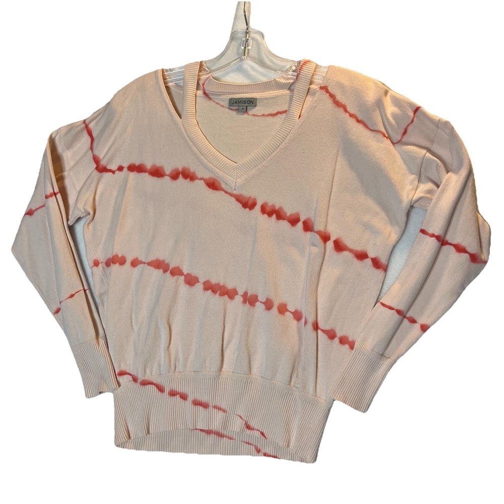 JAMISON Peach Color Sweater Women With Tyde Effects S Y2K Retro Boho Oversized